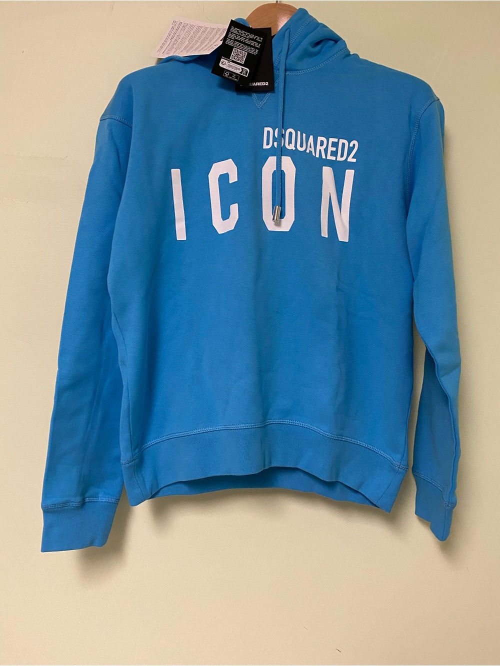 DSQUARED2 ICON Crewneck Hoodie - Bright Blue with White Logo